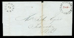 ?STAR DALHOUSIE, N. B. handstamp &PAID DOUBLE split ring, stampless 1842 Canada