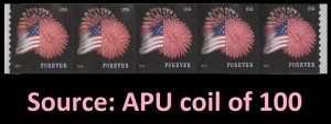 US 4854 Star-Spangled Banner F coil strip 5 APU MNH 2014