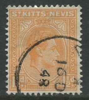 St. KITTS-NEVIS-Scott 81- KGVI-1938- FU -WMK 4- Single 1.1/2p Stamp