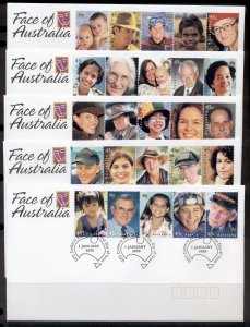 Australia 2000 Faces of Australia 5x FDC