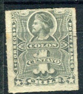 CHILE; 1877 early Columbus rouletted issue Mint hinged Shade of 1c. value