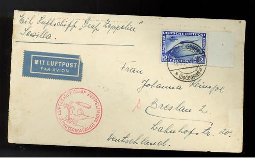 1930 Germany Graf Zeppelin South America Cover  w # C38