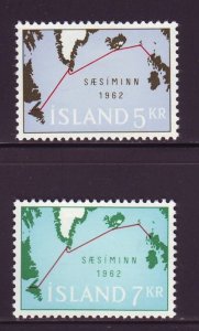 Iceland Sc 350-1 1962 submarine cable stamp set mint NH