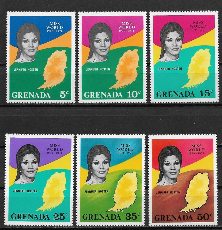 1971 Grenada 403-8 Miss World 1970-1971 MH C/S of 6