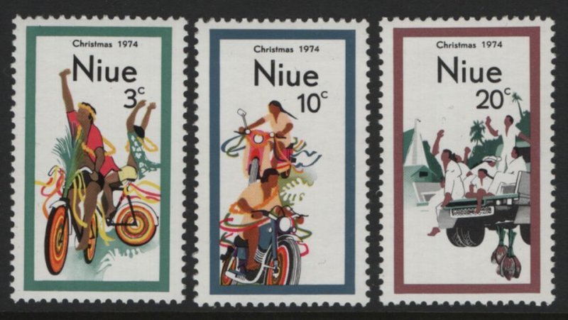 Niue 1974 MNH Sc 171-173 Decorated bicycles Christmas Set of 3