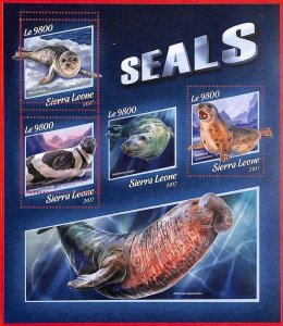 A4747 - SIERRA LEONE - ERROR MIPERF, small arch: 2017, seals, marine life-