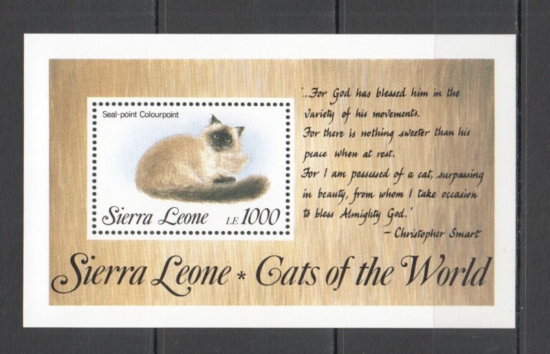 B0665 Sierra Leone Cats Of The World Fauna Domestic Animals Pets Bl Mnh