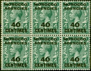 Morocco Agencies 1917 40c on 4d Slate-Green SG196 Fine MNH Block of 6