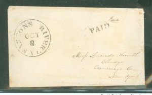 US  Stampless - Saxtons River, VT, Oct 8, paid, no year date - mostly intact