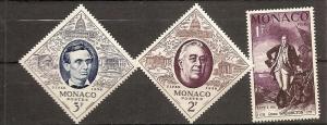 Monaco  354-56 MNH 1956 FIPEX Philatelic Exhibition, NYC