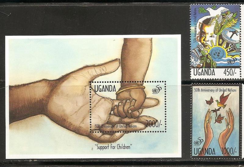 Uganda 1306-8 1995 50th UN set and s.s. MNH