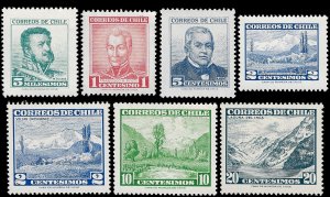 Chile 1960-62 Sc 323-29 MNH vf (324 MNG)