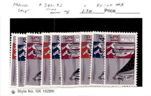 Malta, Postage Stamp, #341-343 (3 Sets) Mint NH, 1965 Christmas (AC)