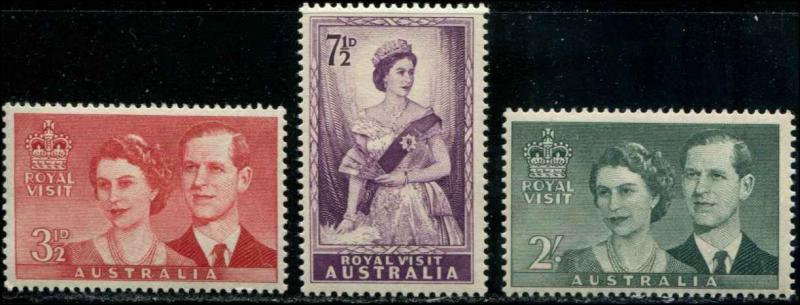 Australia Scott #267-9 Queen Elizabeth & Duke of Edinburgh Mint NH OG VF