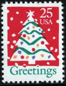 SC#2515 25¢ Christmas Tree Single (1990) MNH