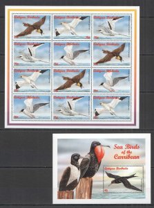 Uu0649 Antigua & Barbuda Fauna Sea Birds Of The Caribbean !!! 1Bl+1Sh Mnh