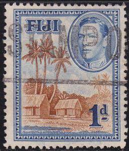 Fiji 118 USED 1938 Fijian Village, Palm Trees, Houses