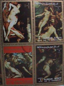 ​AJMAN- WORLD FAMOUS NUDE ARTS PAINTING-2 COMPLETE SETS LARGE SHEET -FANCY CANCL