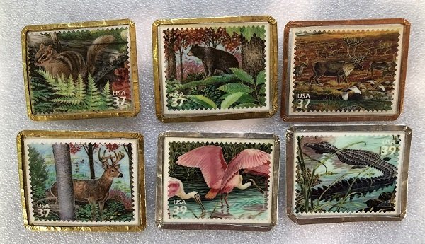 6 Different Stamp Pins Featuring American Wildlife