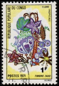 Congo Republic J46 - Cto - 1fr Tropical Flowers (1971)  (cv $0.35) (2)