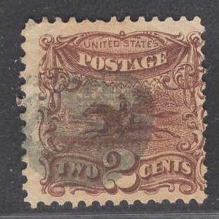 US Stamp #113 2c Brown Horse and Rider USED SCV $80.00