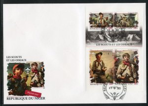 NIGER 2023 SCOUTS AND BIRDS SHEET FIRST DAY COVER