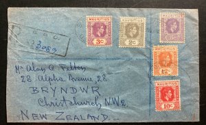 1949 Mauritius Registered Cover To Christchurch New Zealand