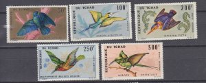 J48637 J L,Stamps 1966-7 chad set mnh/mh #c27-31 birds