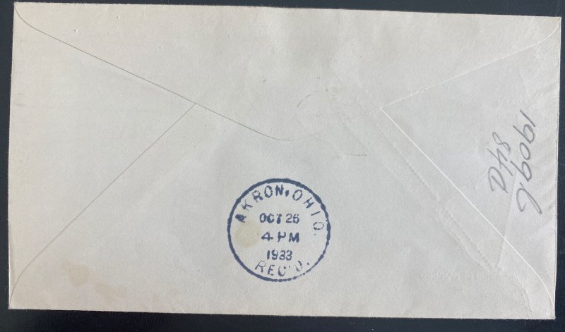 1933 Akron OH USA LZ 127 Graf Zeppelin cover To Century Of Progress Exhibit #C18