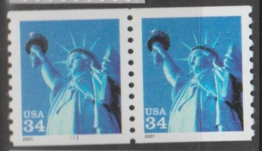 U.S. Scott #3476 Statue of Liberty Coil Stamps - Mint NH Pair