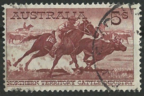 Australia # 331 Cattle Drive   5 shillings  (1)   VF Used