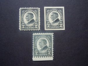 1923 #610 #611 #612 Black 2c Hardings MNH OG  #2 CV $44.00 Inc New Mounts