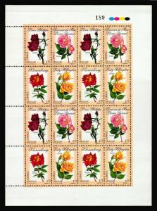 Rose Varieties flower plants flora URUGUAY #1915 MNH FULL SHEET STAMPS cv$48 