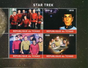 Star Trek Stamps Chad 2018 CTO Leonard Nimoy Spock William Shatner Kirk 4v M/S