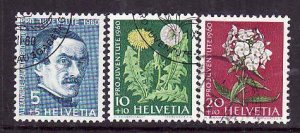 Switzerland-Sc#B298-300- id5-used semi-postals-Flowers-1960-