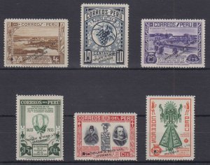 PERU 1935 FOUNDING OF ICA Sc 332 & 334-338 TOP VALUES PERF PROOFS + SPECIMEN MNH