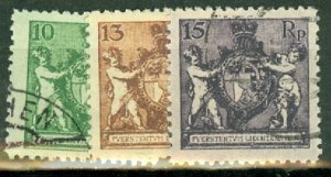 KT: Liechtenstein 55-8,59a,60,61a,62-9,73 used CV $428; scan shows only a few