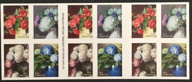US #5237-5240 (5240b) MNH Booklet of 20 (.49) Flowers SCV $20.00