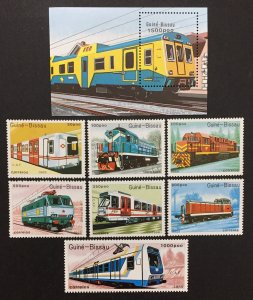 Guinea-Bissau 1989 #795-802, Trains, MNH, CV $14.95