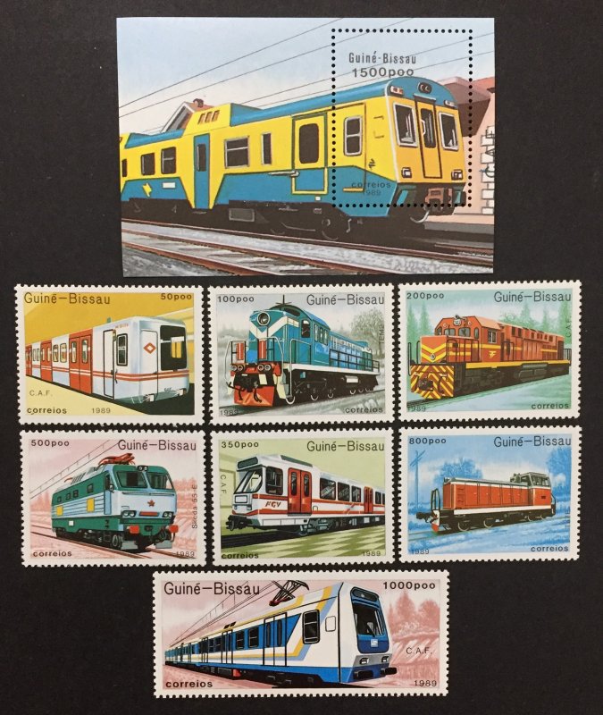 Guinea-Bissau 1989 #795-802, Trains, MNH, CV $14.95