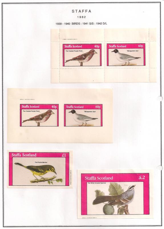 SCOTLAND - STAFFA - 1982 - Birds #18 - Perf, Imp 2v, Souv, D/L Sheets - MLH