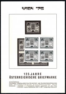 1975 Austria Commemorative Sheet Vienna 75 125 Years Of Austrian Stamps