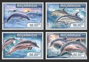 Mozambique - 2018 Dolphins on Stamps - Set of 4 Stamps - MOZ18206a