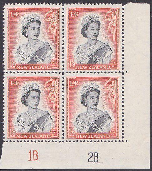 NEW ZEALAND 1953 QE 1/9d plate block 1A2A mint block of 8...................2493