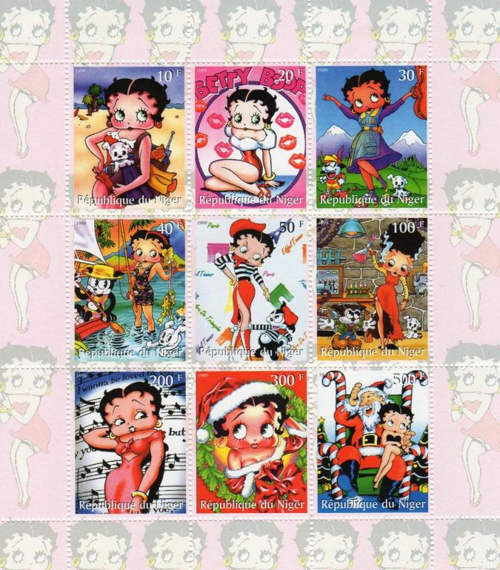 Niger 1999 BETTY BOOP Sheet (9) Perforated Mint (NH)