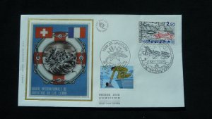 ship boat rescue in Leman Lake joint issue FDC France 1986 (ref 37532)