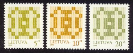 Lithuania Sc# 617-9 MNH Double-Barred Cross (1998)