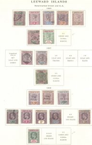 Leeward Is 1890-1902 m&u range incl 1890 6d, 1s mint, 1897 1s gu, 1902 ovpts m