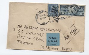 1939 airmail cover Philadelphia PA to trinidad C7, 5ct prexie [S.4320]