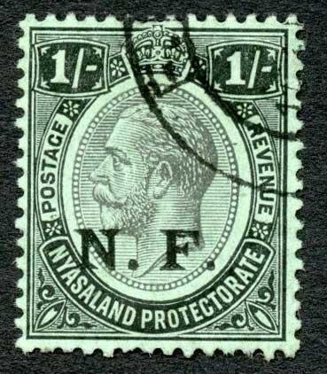Nyasaland-Rhodesian Force SGN5 1/- Fine used (Top Value) Cat 80 pounds 